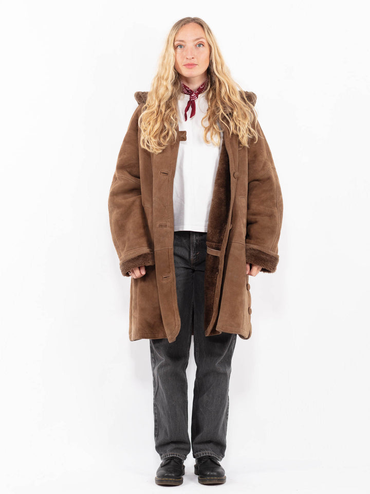 Vintage 90's Women Sheepskin Coat in BrownA0672