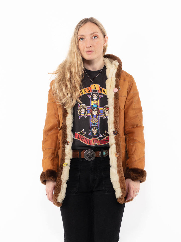 Vintage 90's Women Sheepskin Coat in BrownA0954