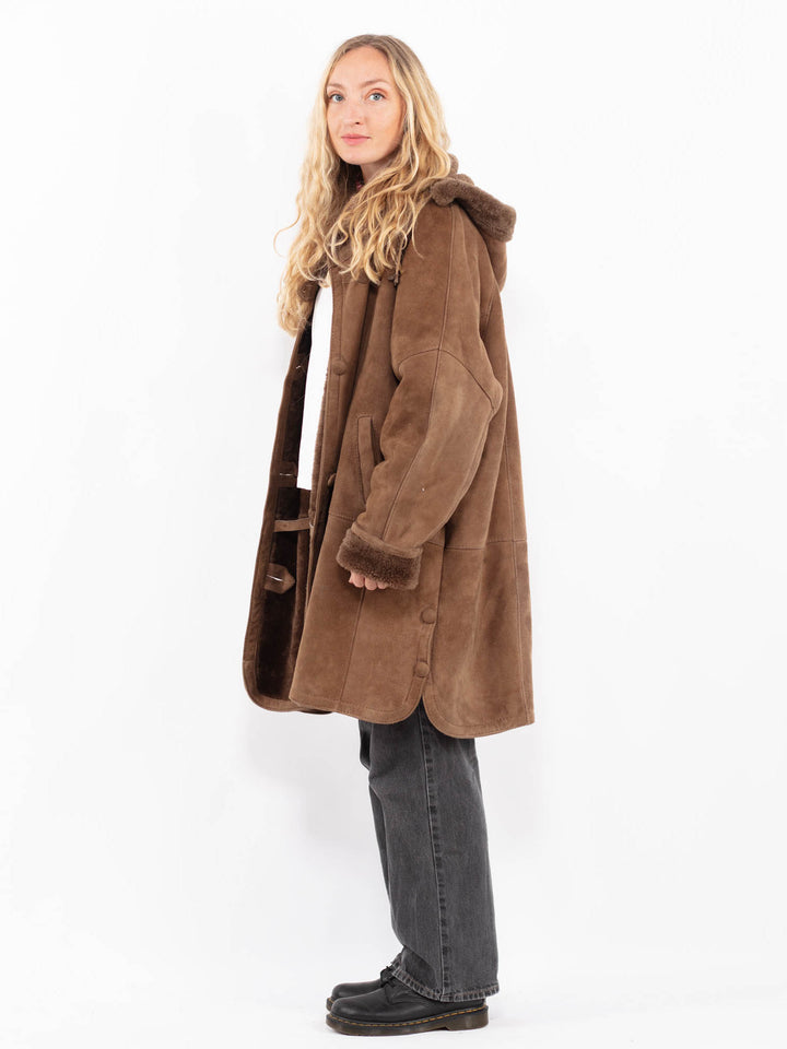 Vintage 90's Women Sheepskin Coat in BrownA0672