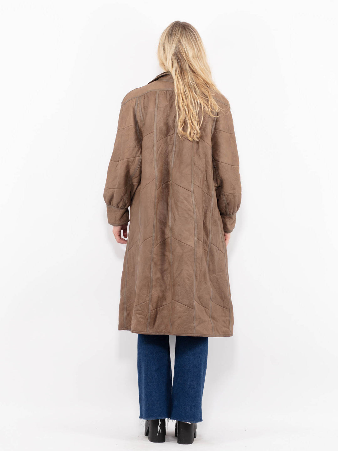 Vintage 90's Women Sheepskin Coat in BrownA1058