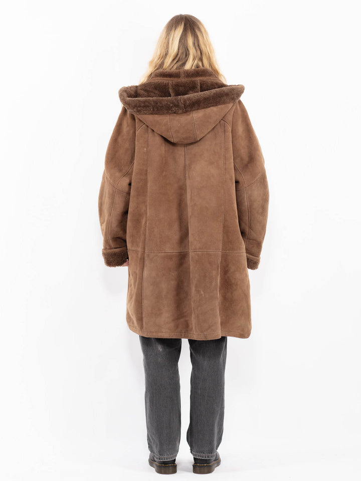 Vintage 90's Women Sheepskin Coat in BrownA0672