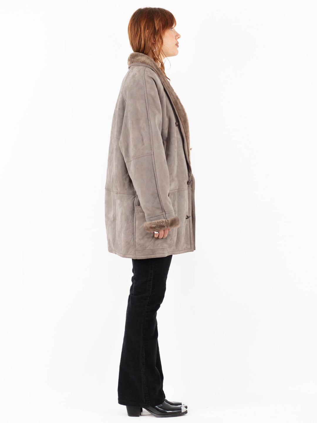 Vintage 90's Women Sheepskin Coat in BeigeV9824