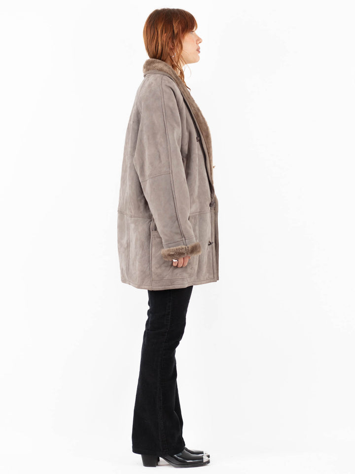 Vintage 90's Women Sheepskin Coat in BeigeV9824