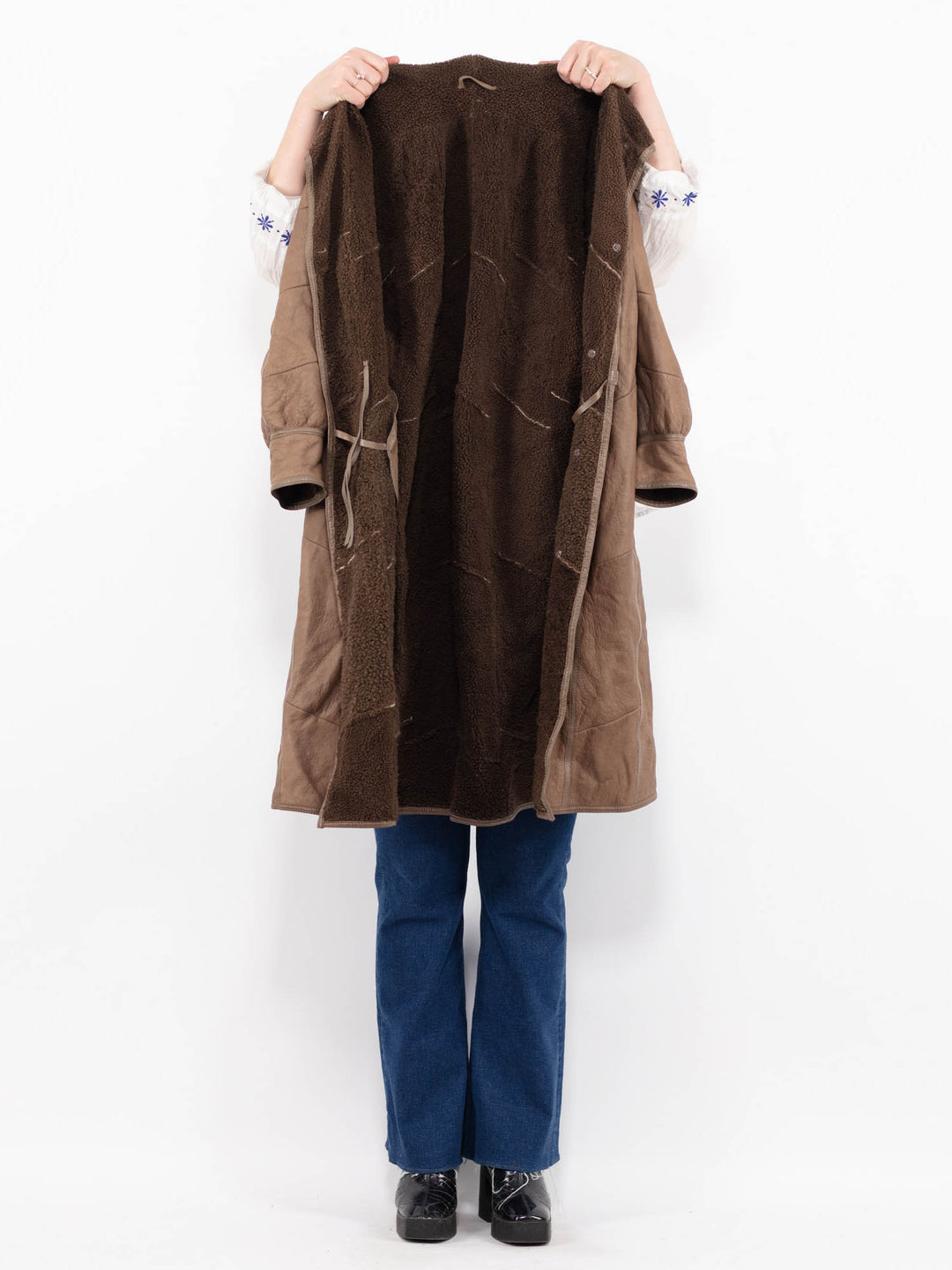 Vintage 90's Women Sheepskin Coat in BrownA1058