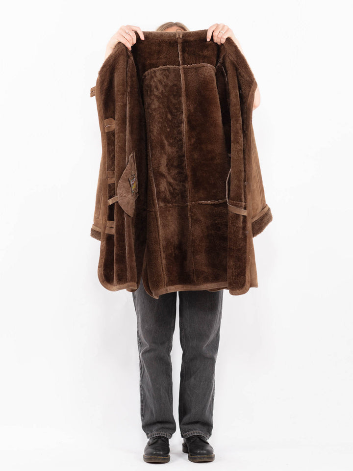 Vintage 90's Women Sheepskin Coat in BrownA0672