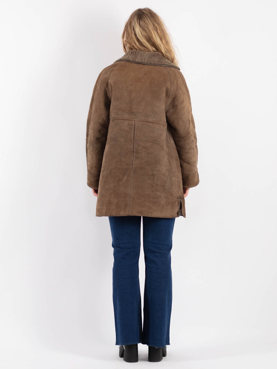 Vintage 80's Women Sheepskin Coat in BeigeV9177