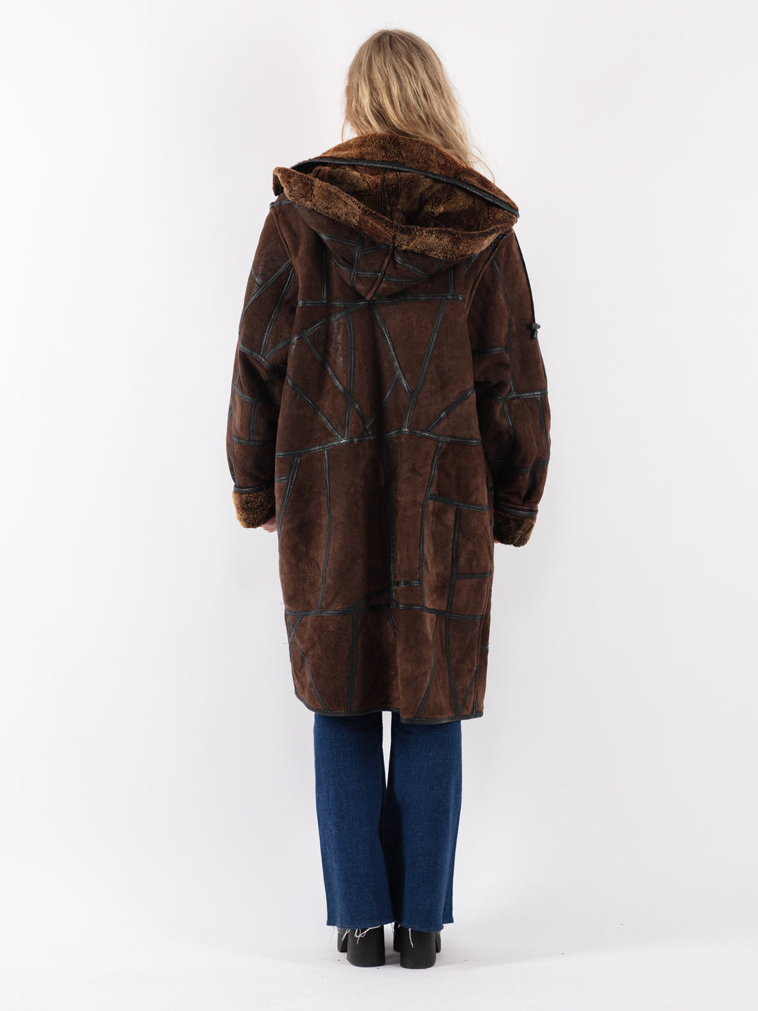 Vintage 90's Women Sheepskin Coat in Brown