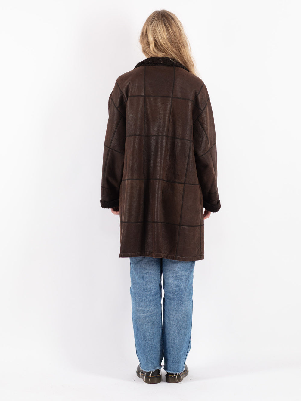 Vintage 90's Women Sheepskin Coat in Brown