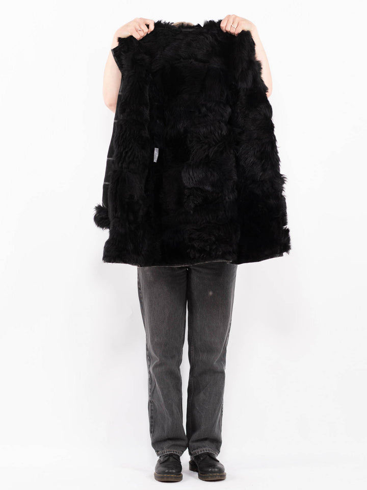 Vintage 90's Women Sheepskin Coat in BlackA0679