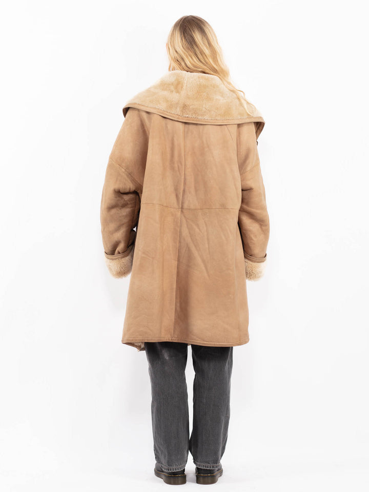 Vintage 90's Women Sheepskin Coat in BeigeA0681