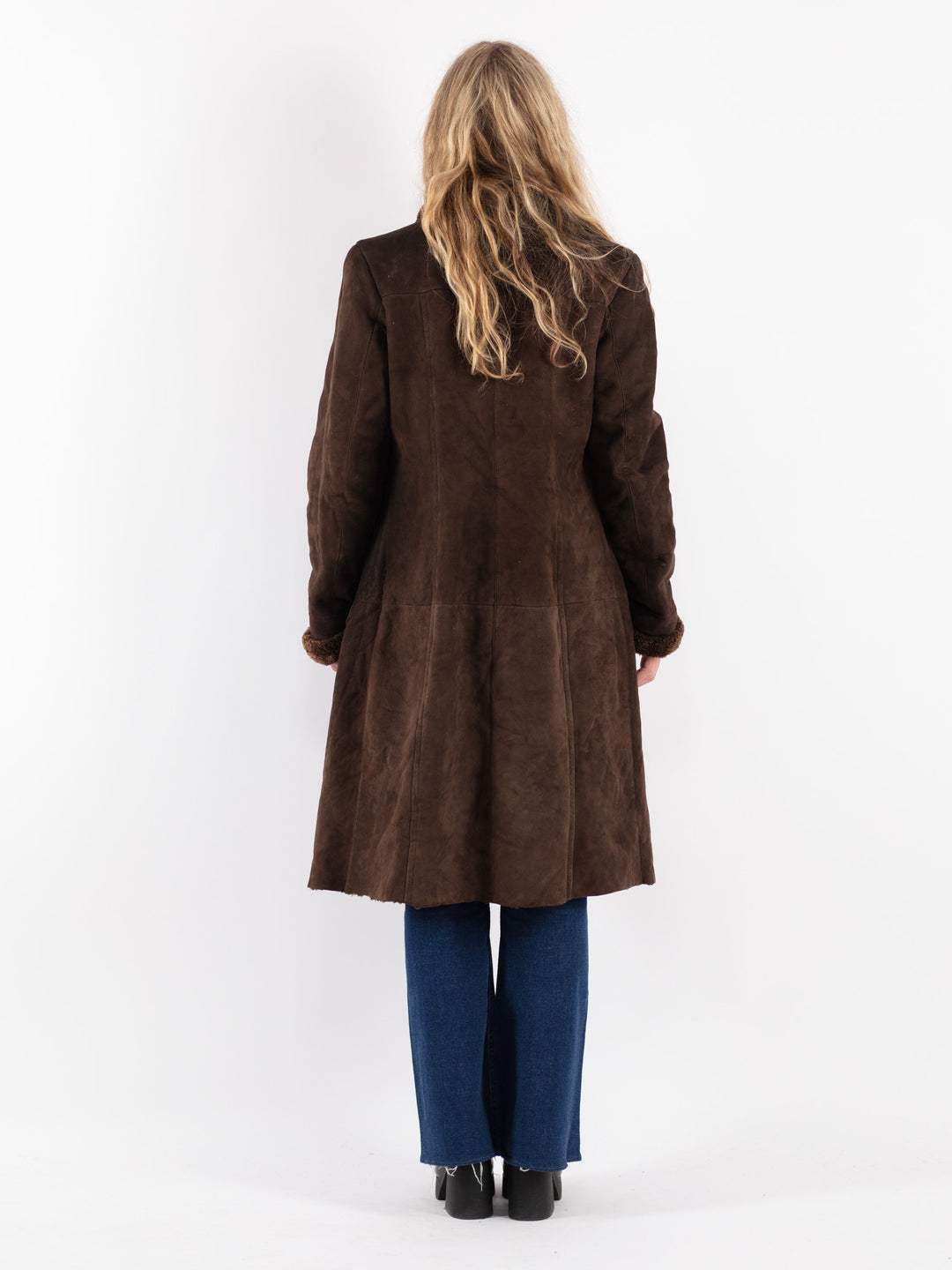 Vintage 90's Women Sheepskin Coat in Brown