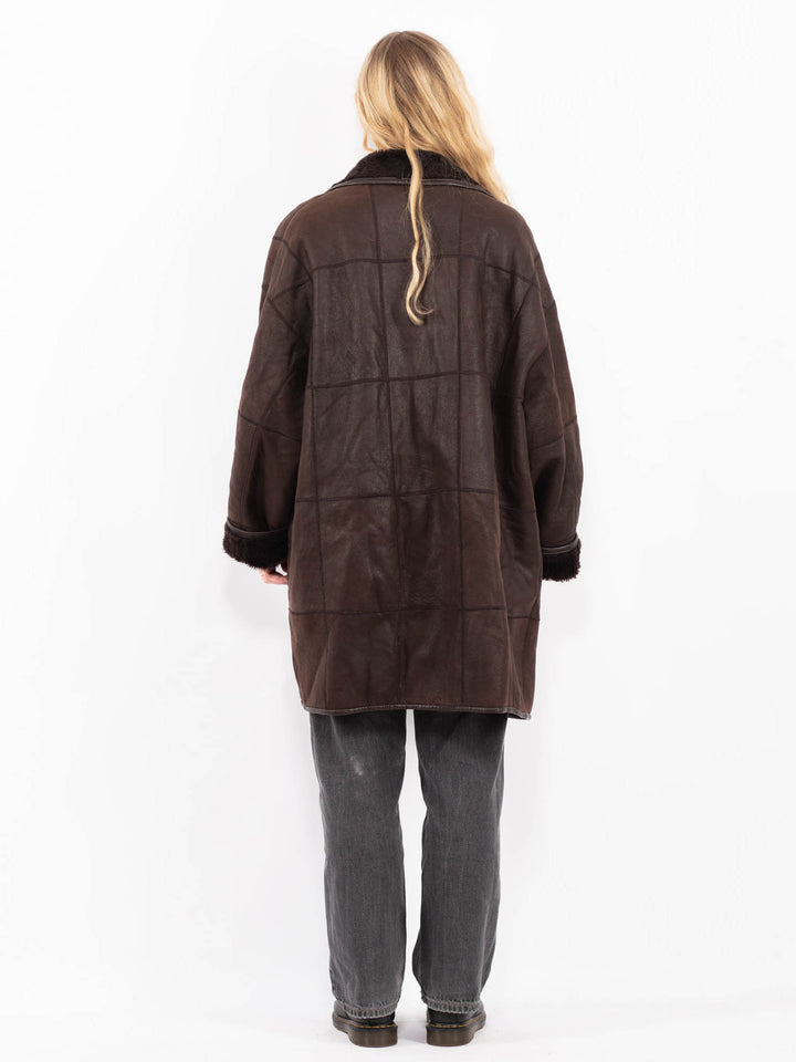Vintage 90's Women Sheepskin Coat in BrownA0682