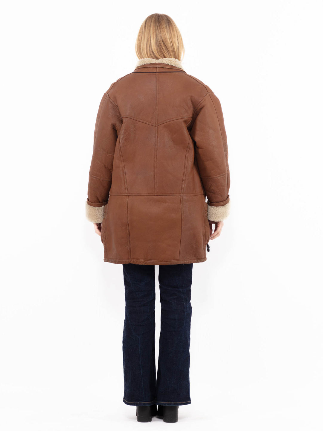 Vintage 90's Women Sheepskin Coat in BrownA1168