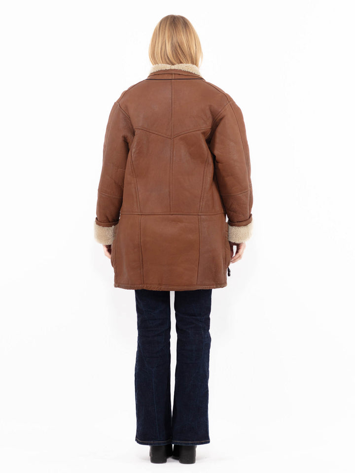 Vintage 90's Women Sheepskin Coat in BrownA1168