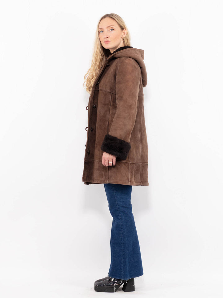 Vintage 90's Women Sheepskin Coat in BrownA1069