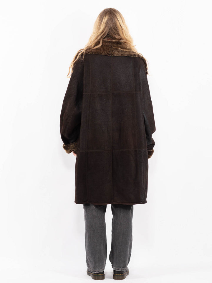 Vintage 90's Women Sheepskin Coat in BrownA0683