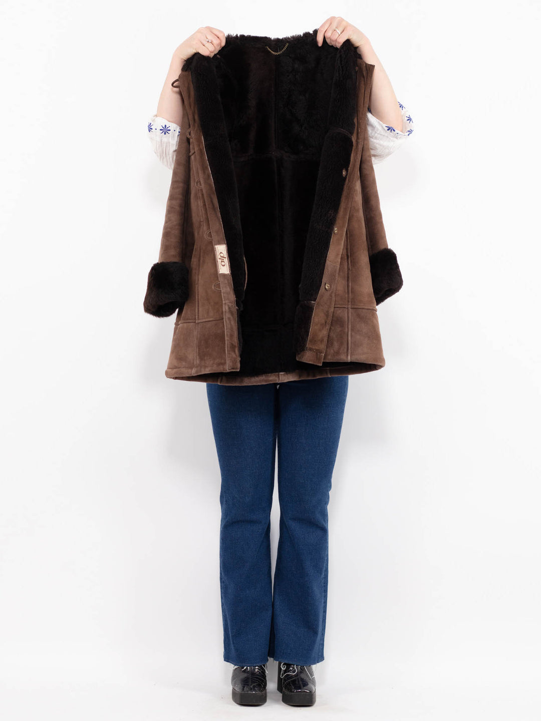 Vintage 90's Women Sheepskin Coat in BrownA1069