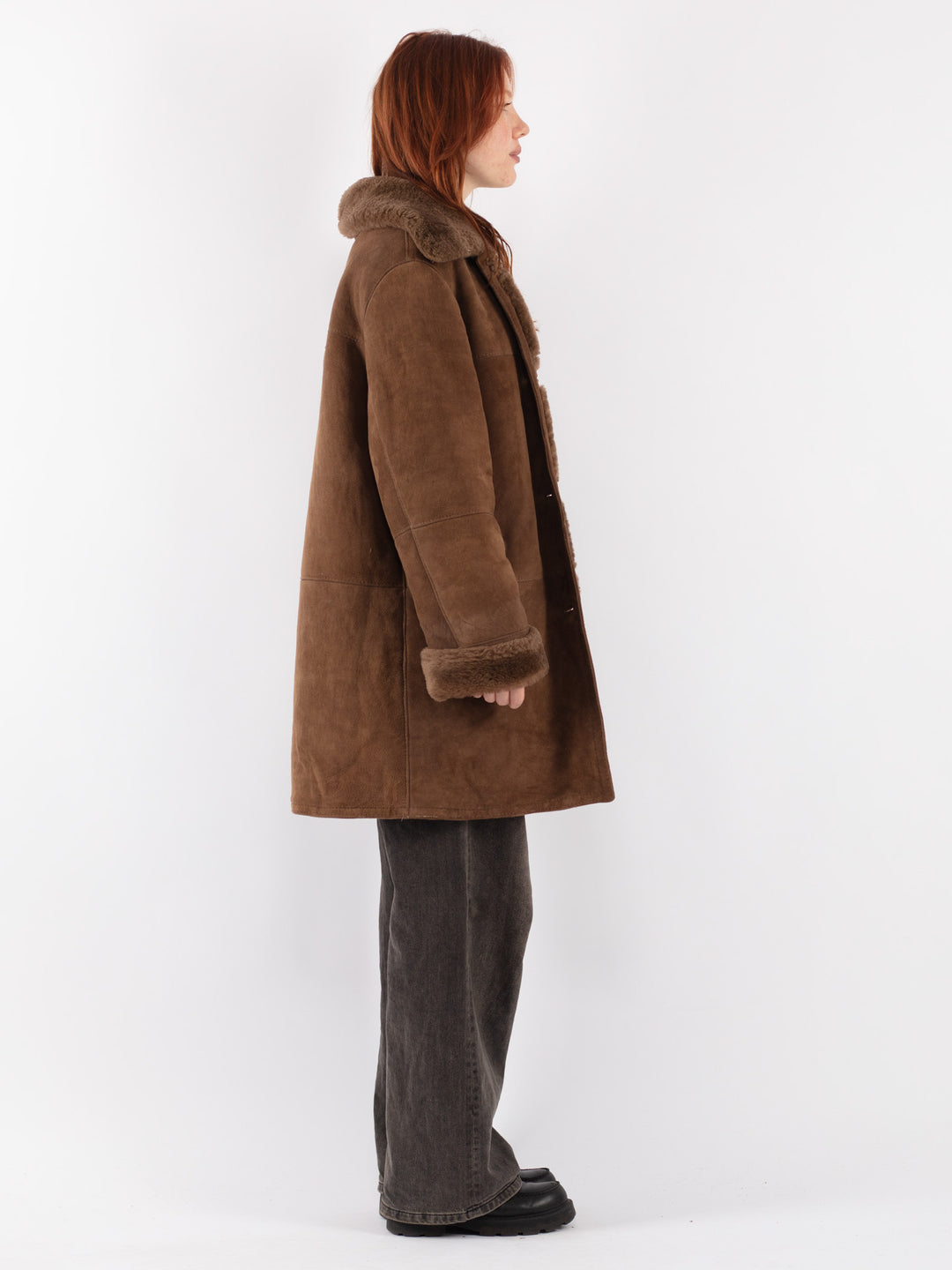 Vintage 90's Women Sheepskin Coat in BrownV8513