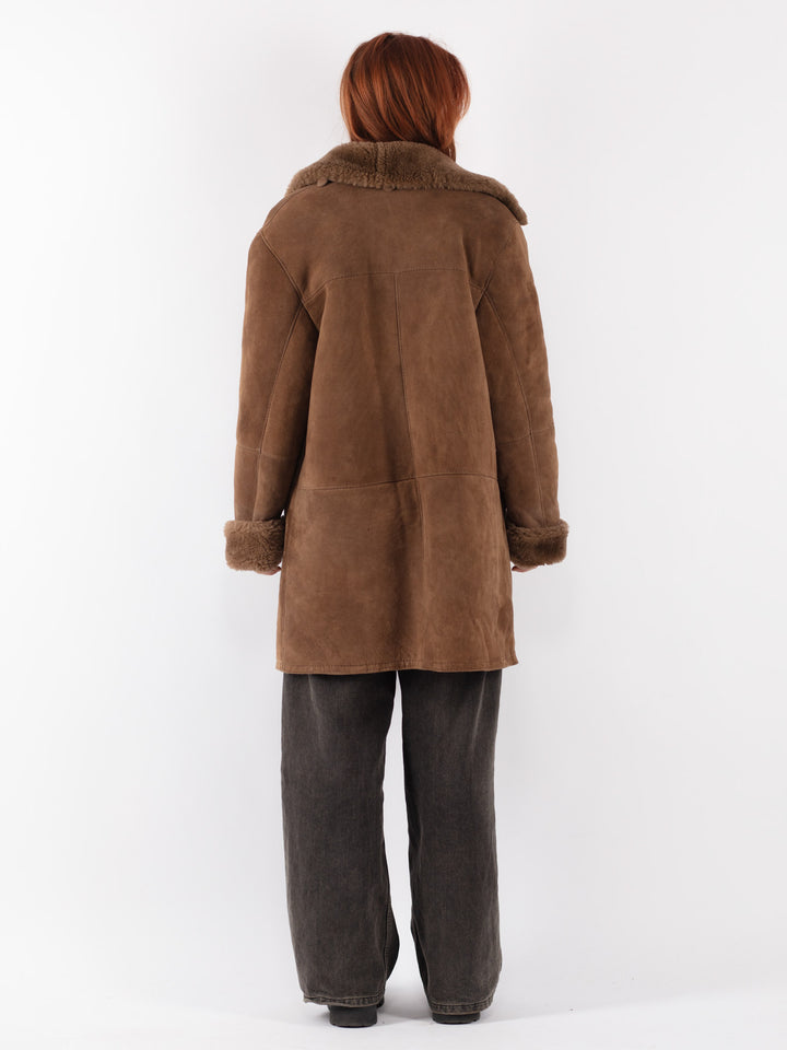 Vintage 90's Women Sheepskin Coat in BrownV8513