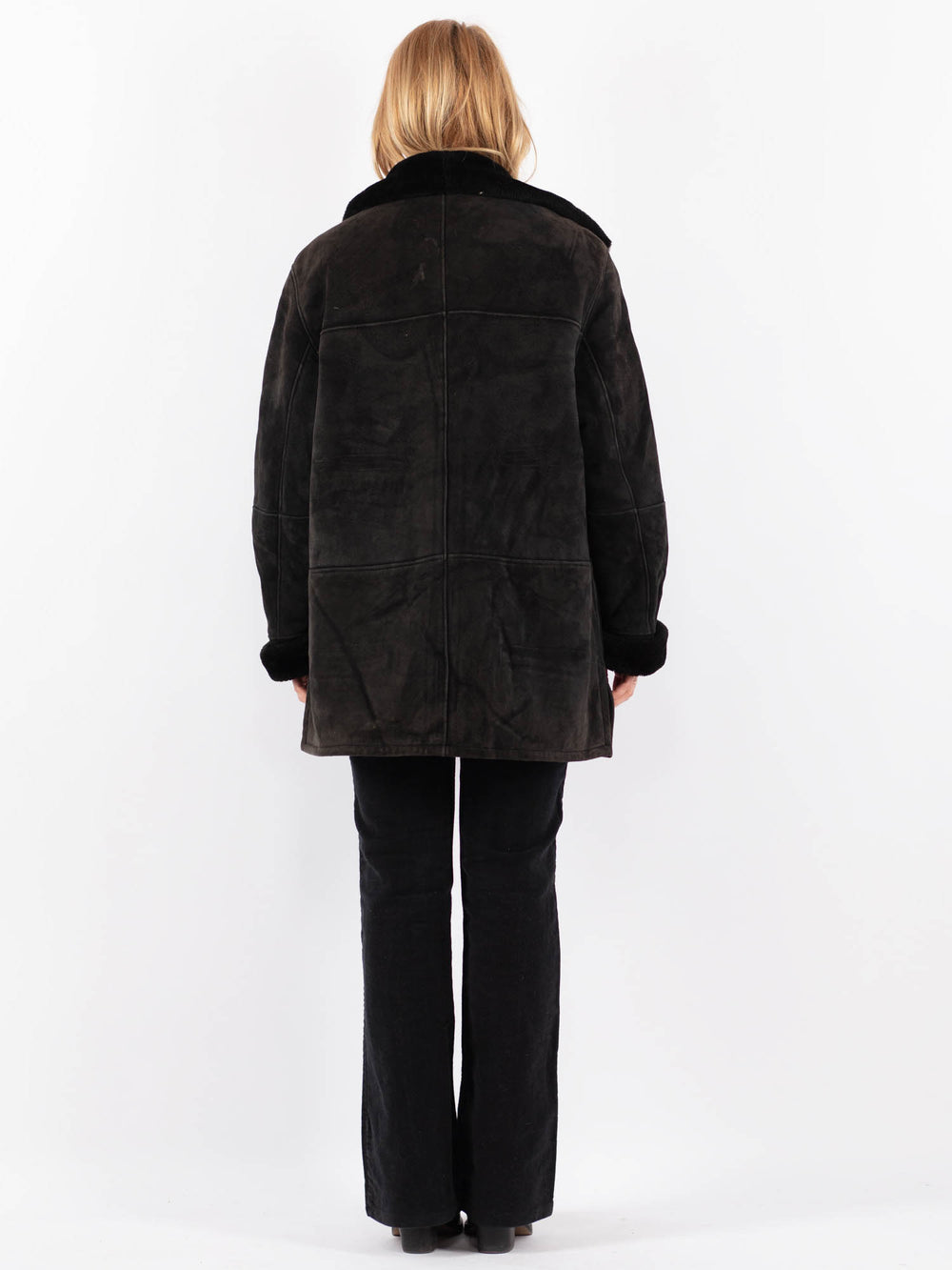 Vintage 90's Women Sheepskin Coat in BlackV9689