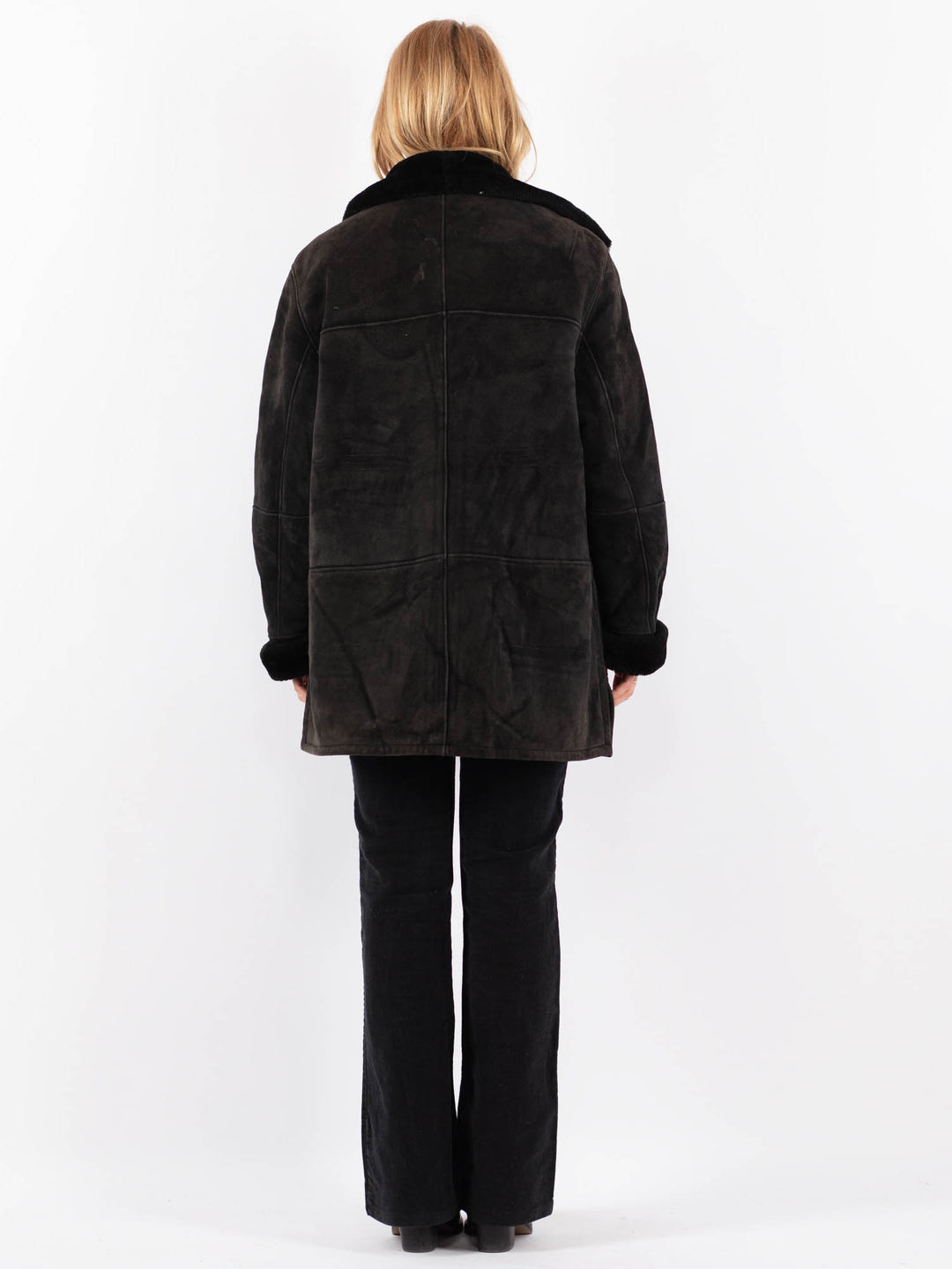 Vintage 90's Women Sheepskin Coat in BlackV9689