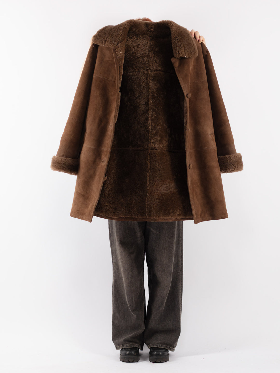 Vintage 90's Women Sheepskin Coat in BrownV8513