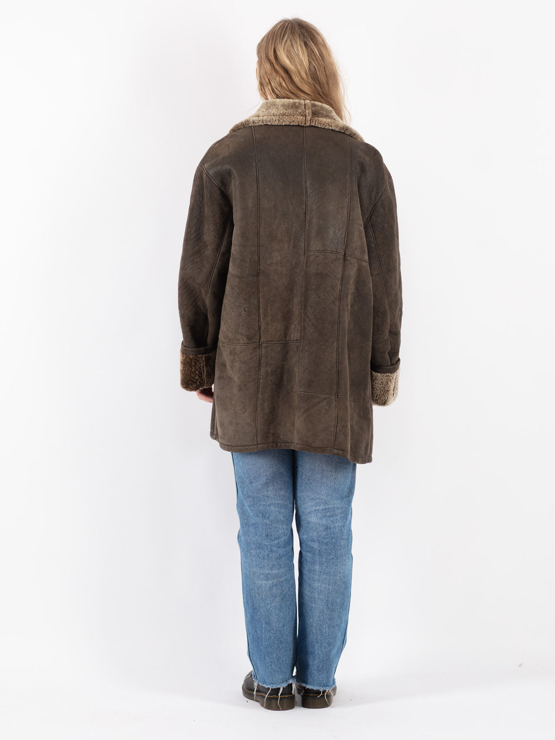 Vintage 90's Women Sheepskin Coat in Brown