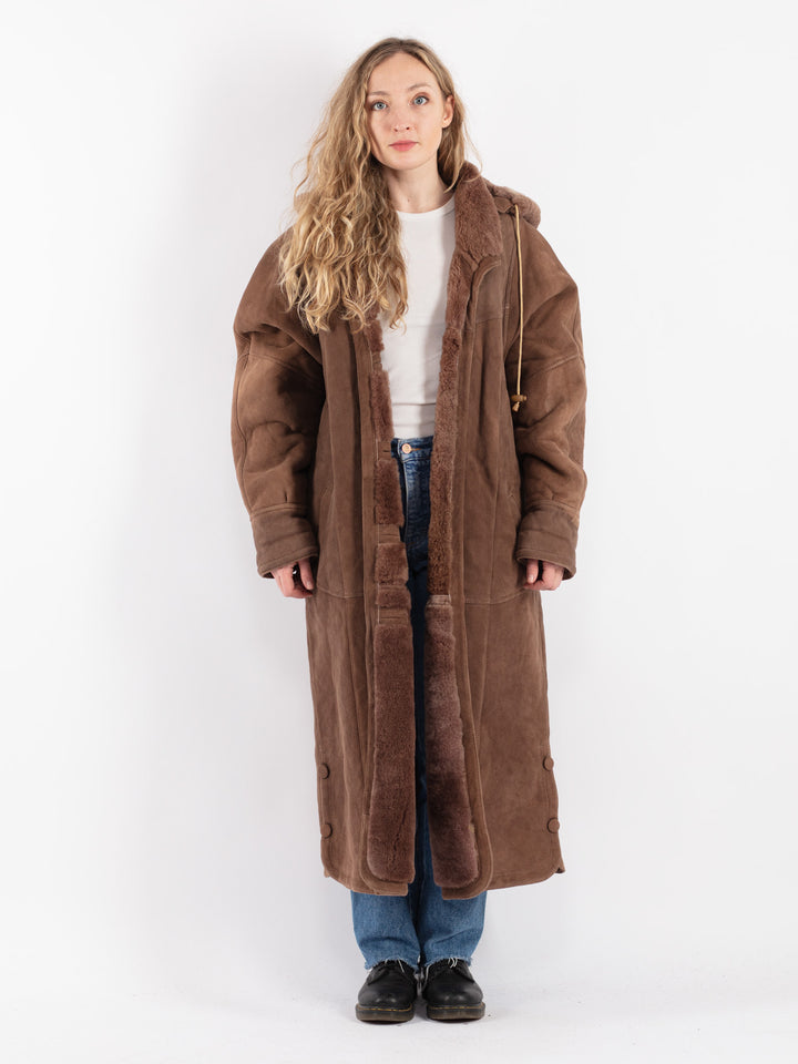 Vintage 90's Women Sheepskin Coat in BrownV9079