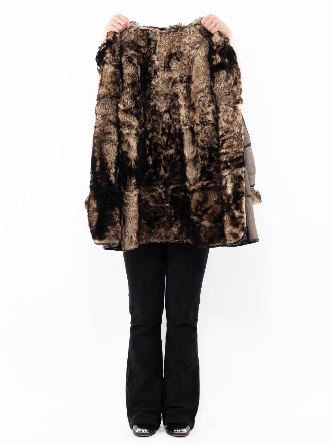 Vintage 90's Women Sheepskin Coat in GrayA0968