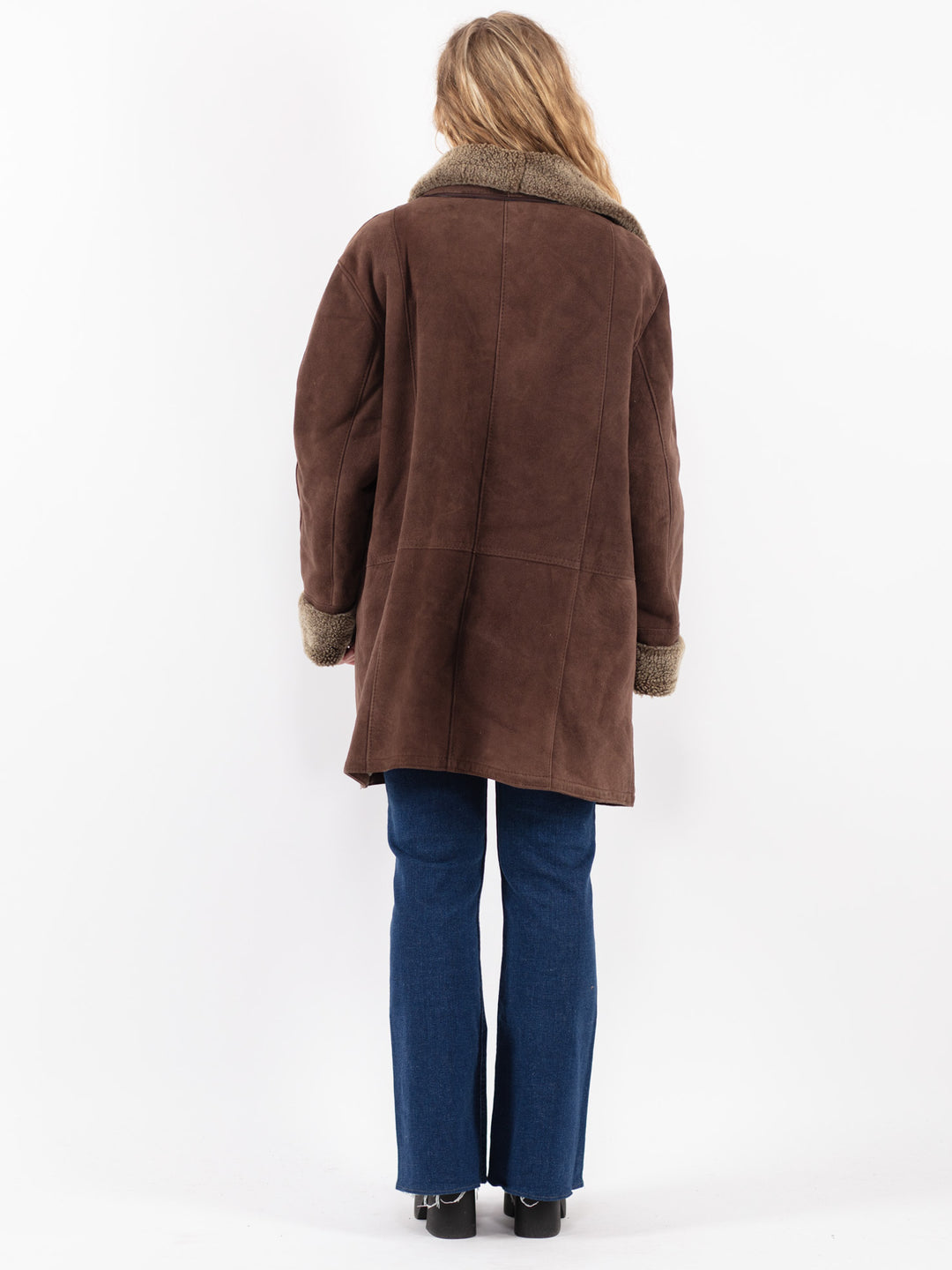 Vintage 90's Women Sheepskin Coat in Brown