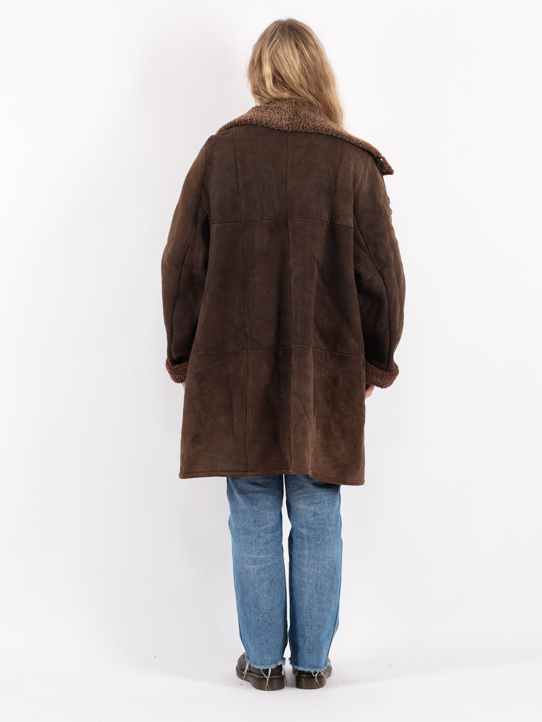 Vintage 90's Women Sheepskin Coat in Brown