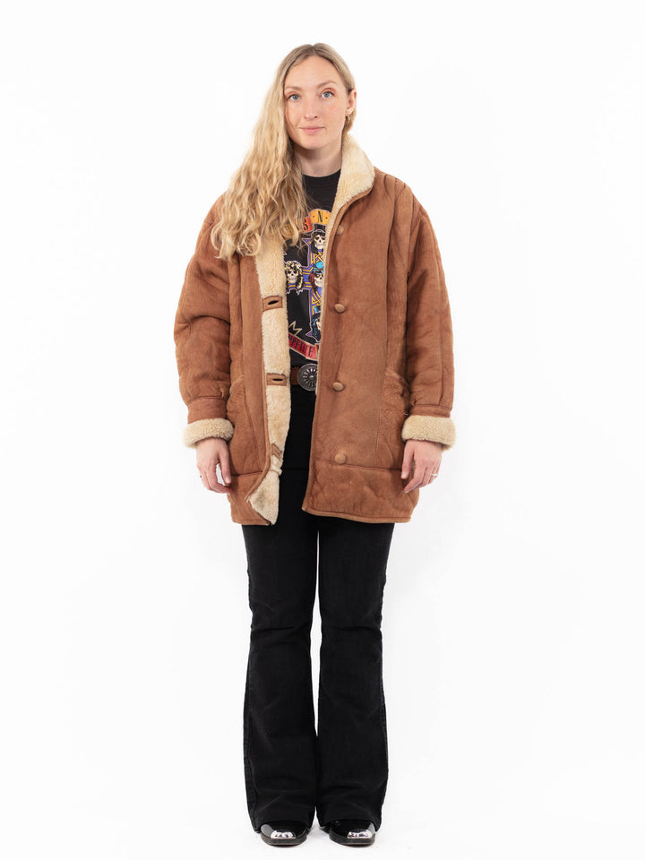 Vintage 90's Women Sheepskin Coat in BrownA0972