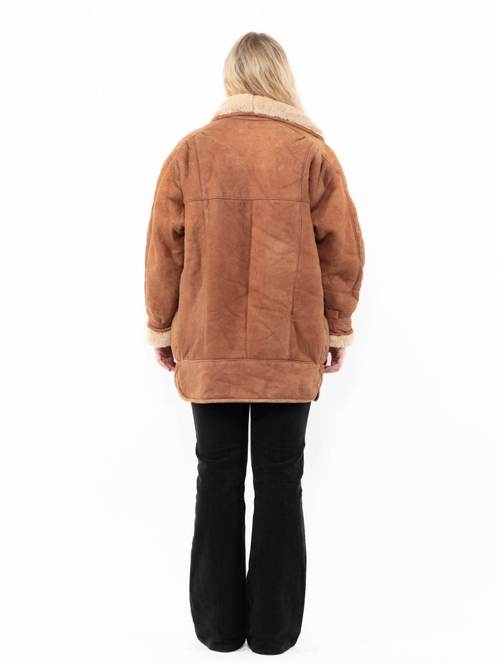 Vintage 90's Women Sheepskin Coat in BrownA0972