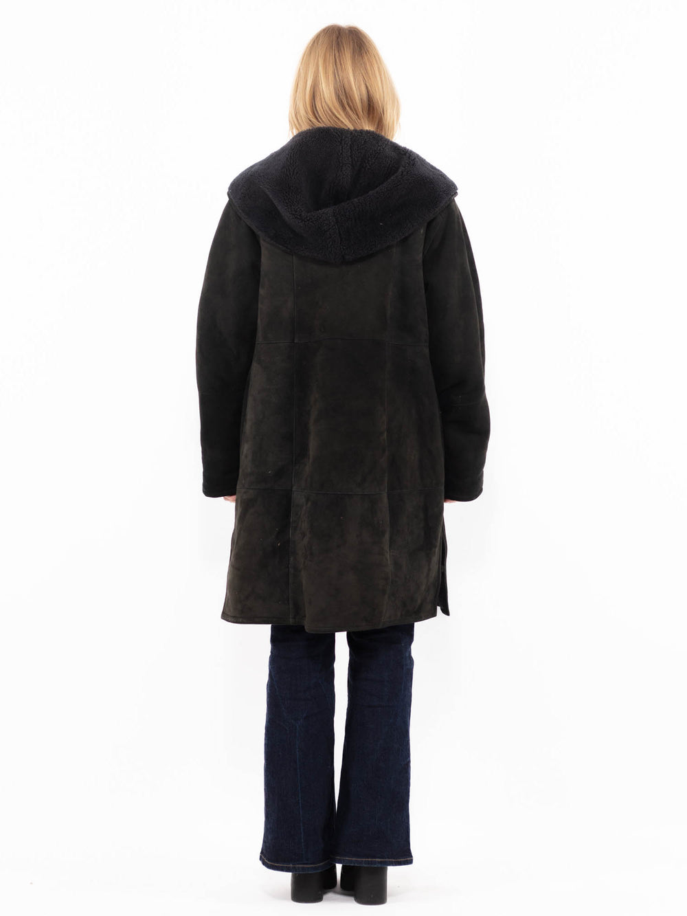 Vintage 90's Women Sheepskin Coat in BlackA1176