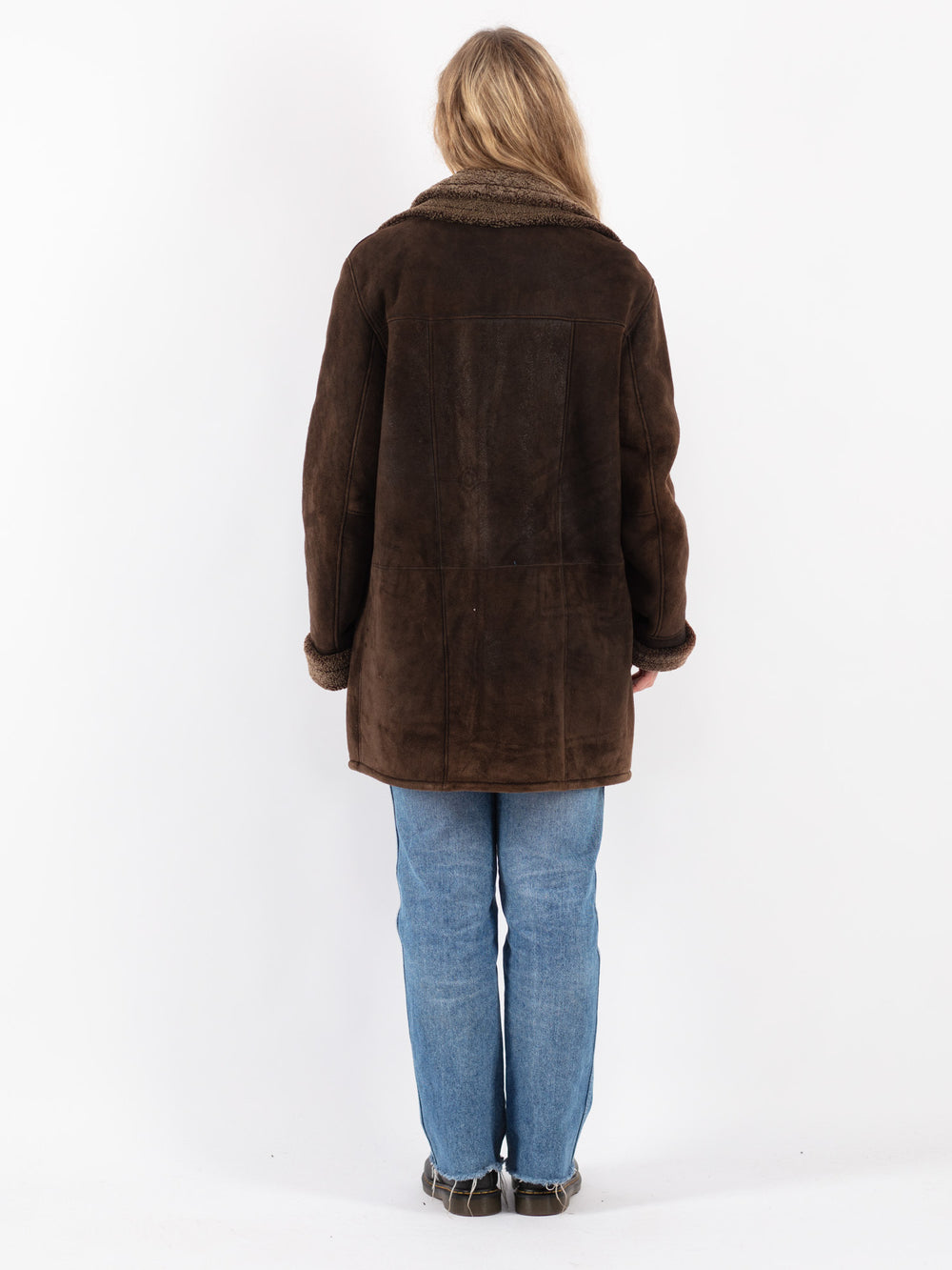 Vintage 90's Women Sheepskin Coat in Brown