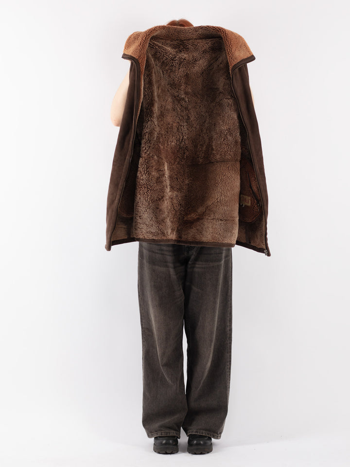 Vintage 90's Women Sheepskin Coat in Brown