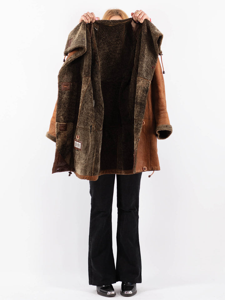 Vintage 90's Women Sheepskin Coat in BrownV9697