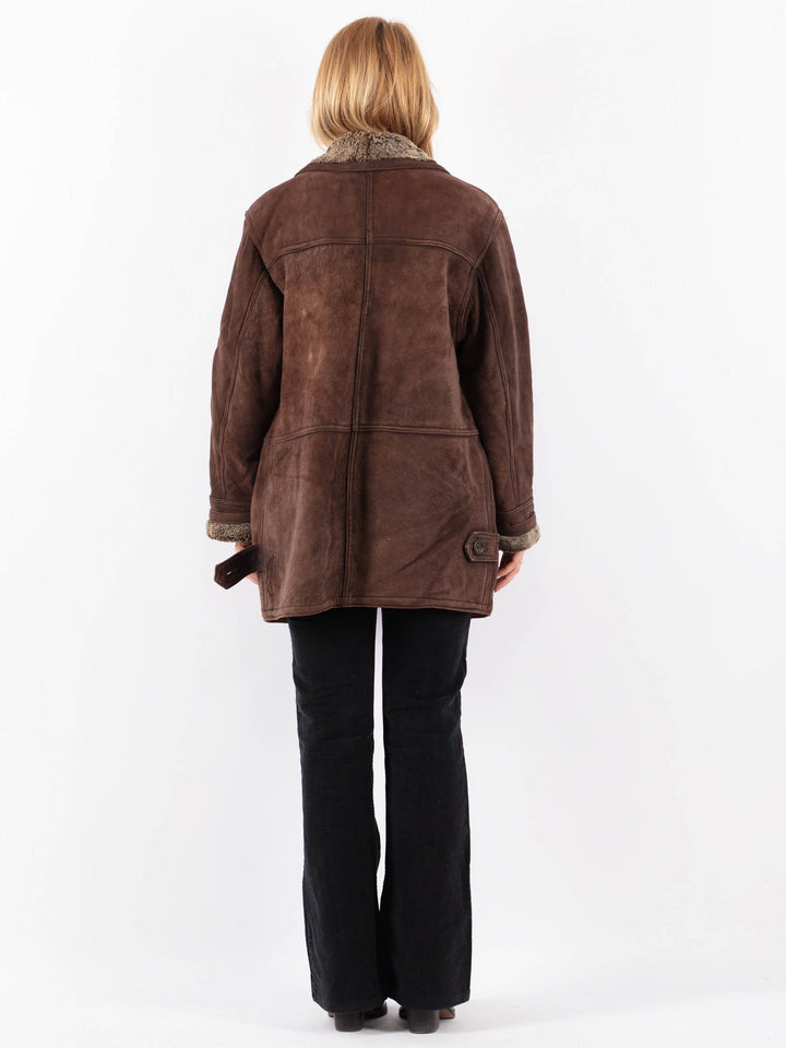 Vintage 90's Women Sheepskin Coat in BrownV9698