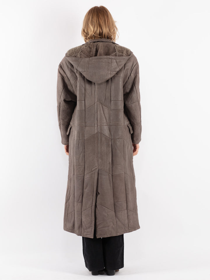 Vintage 90's Women Sheepskin Coat in Gray