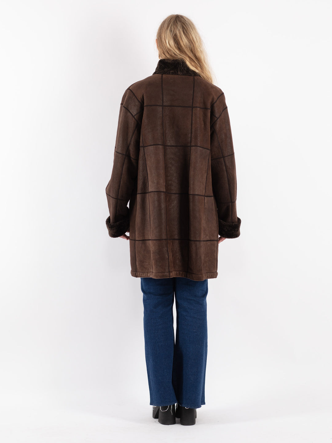 Vintage 90's Women Sheepskin Coat in Brown