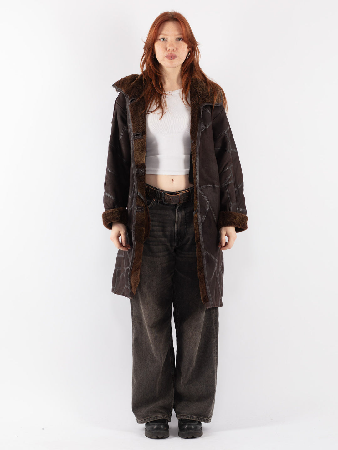 Vintage 90's Women Sheepskin Coat in BrownV8524