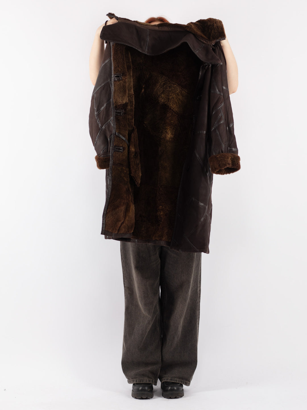 Vintage 90's Women Sheepskin Coat in BrownV8524