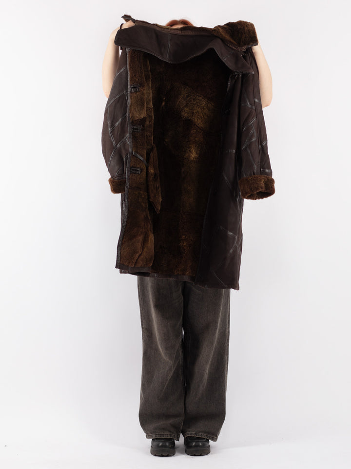 Vintage 90's Women Sheepskin Coat in BrownV8524