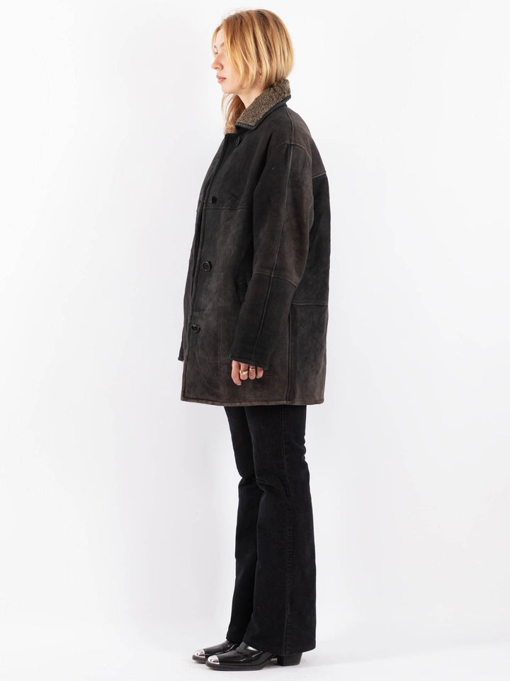 Vintage 90's Women Sheepskin Coat in BlackV9702