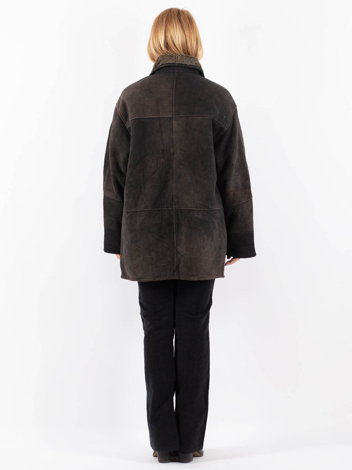 Vintage 90's Women Sheepskin Coat in BlackV9702