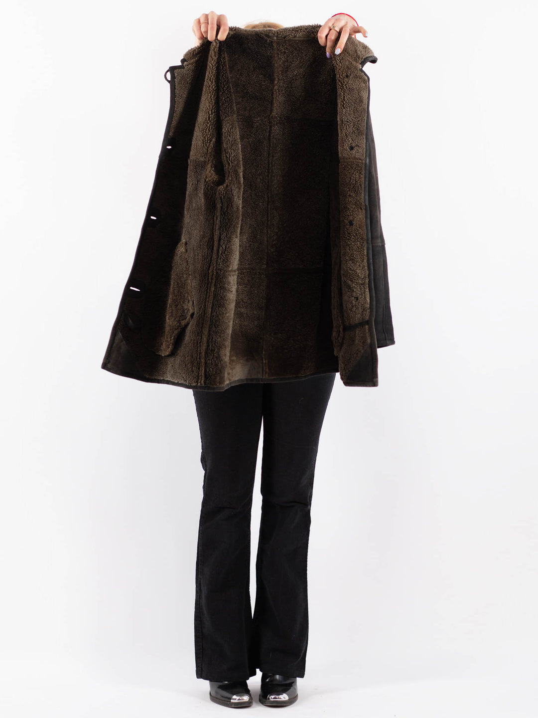 Vintage 90's Women Sheepskin Coat in BlackV9702