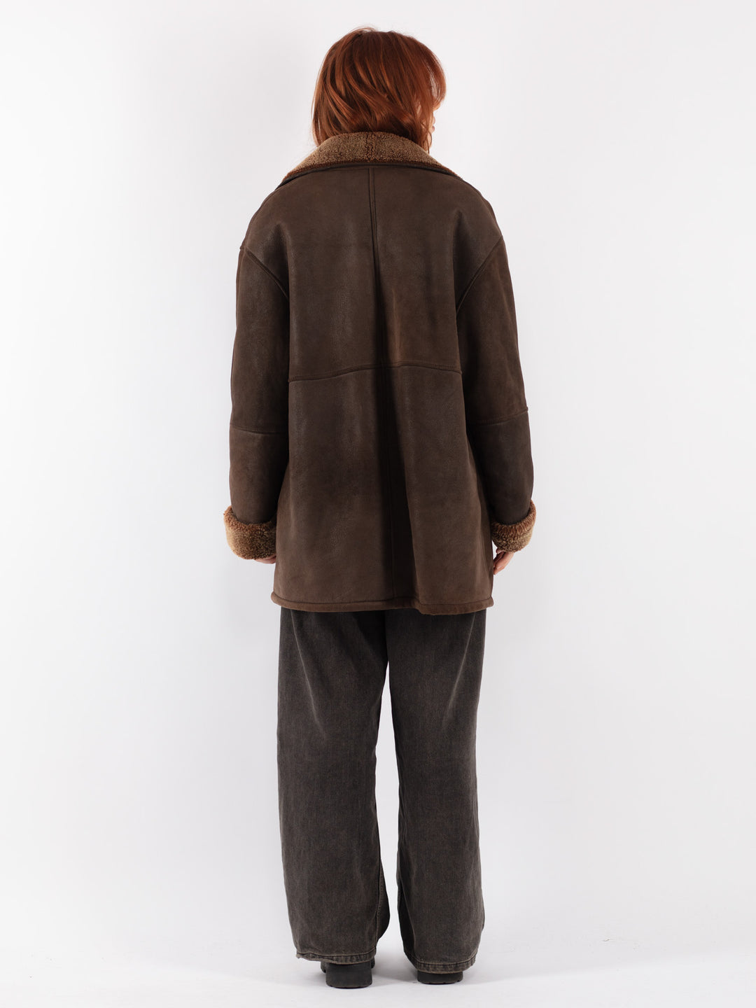 Vintage 90's Women Sheepskin Coat in Brown