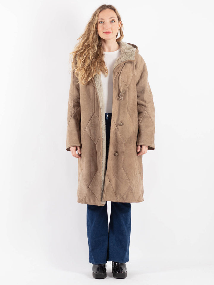 Vintage 90's Women Sheepskin Coat in BeigeV9195