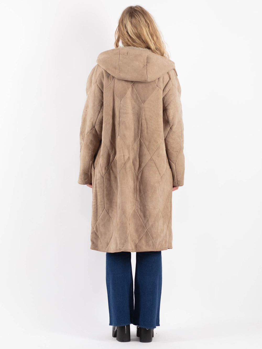 Vintage 90's Women Sheepskin Coat in BeigeV9195