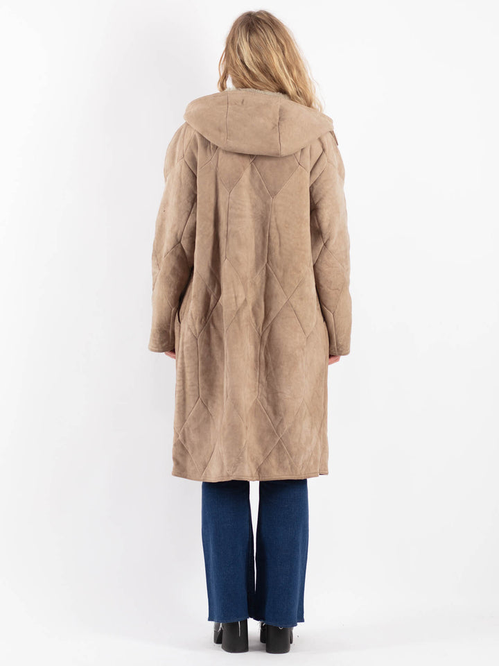 Vintage 90's Women Sheepskin Coat in BeigeV9195
